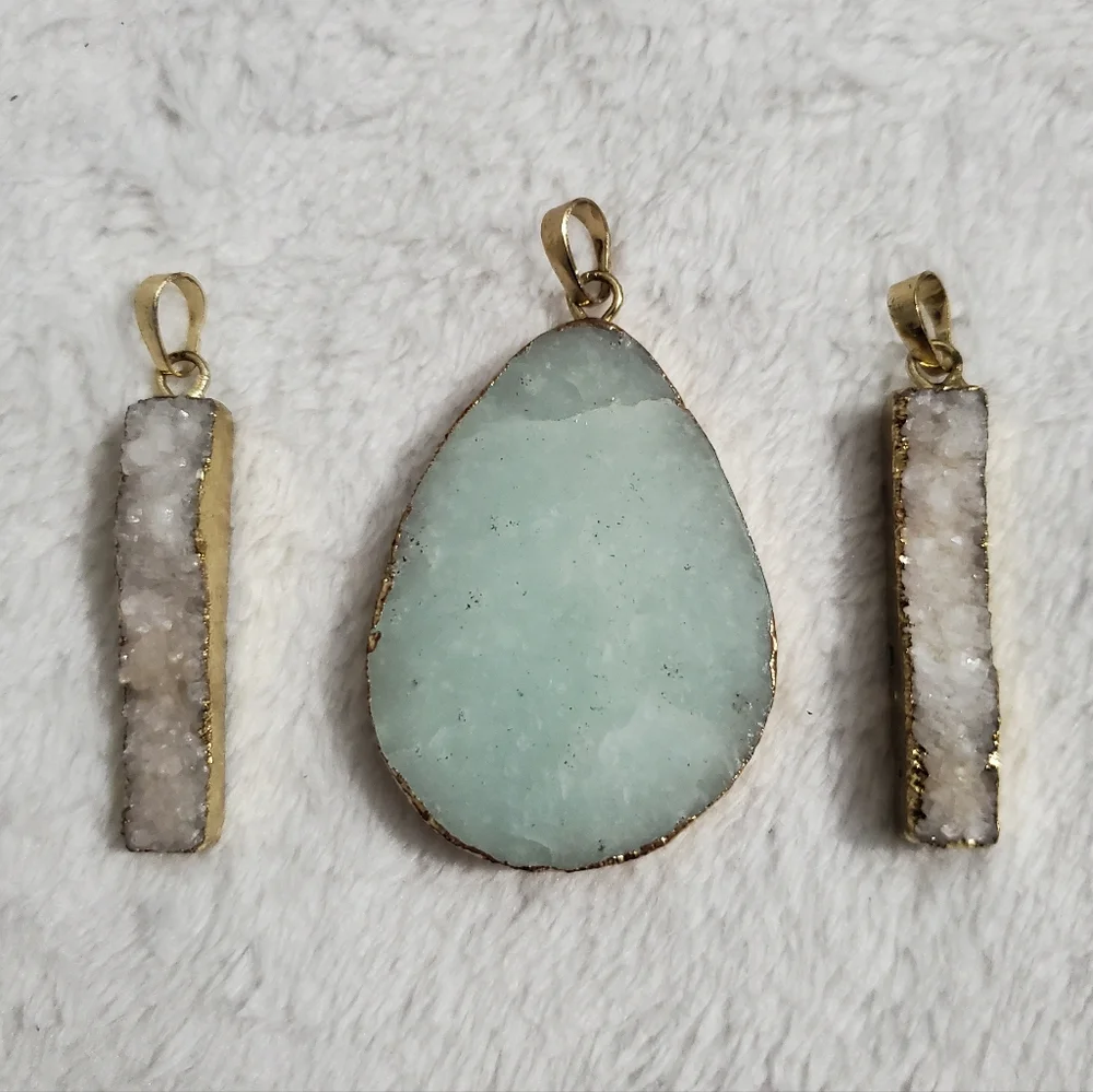 Gemstone Pendant Lot (3) Druzy Agate